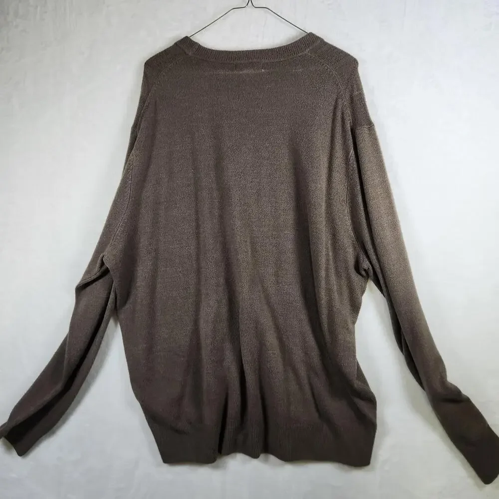 Dockers Lightweight Long Sleeve‎ Brown Crewneck Sweater Mens Size 2XL Acrylic